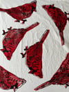 Cardinal bird hand printed tea towel (2pack)