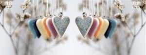 Image of Speckled Blue Heart Pendant 