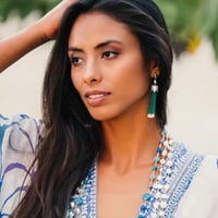 Image 4 of Tahitian Pearl & Green Onyx Tassel Earrings