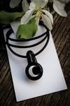 Crescent Moon Glass Necklace Pendant