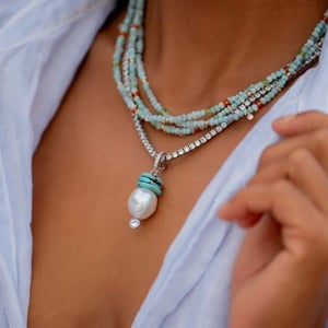 Turquoise & Australian Pearl Charm