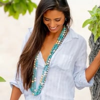 Image 3 of Light Turquoise & Silver Tahitian Pearl Helix