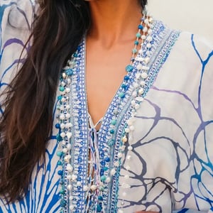 White & Gold Pearl Mix Necklace 14k