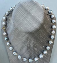 Image 3 of Blue Akoya Pearl Necklace 18k Links