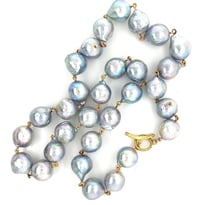 Image 2 of Blue Akoya Pearl Necklace 18k Links