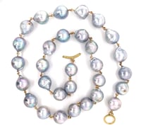 Image 1 of Blue Akoya Pearl Necklace 18k Links