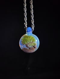 Image 1 of Bonsai tree pendant backed in ghost. 