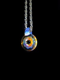 Image 3 of Psychedelic flower pendant with opaline loop..