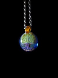 Image 1 of Realism tree pendant backed in green x.