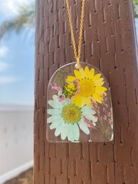 Image 1 of Long Statement Necklace. Handmade With Real Flowers.