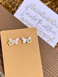 Image 1 of Handmade with Real Flowers. Butterfly Earrings. Pink. Mini