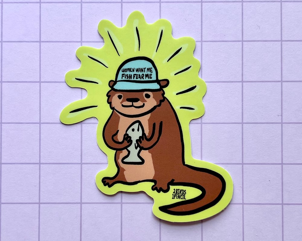 Image of Fisherman otter vinyl sticker