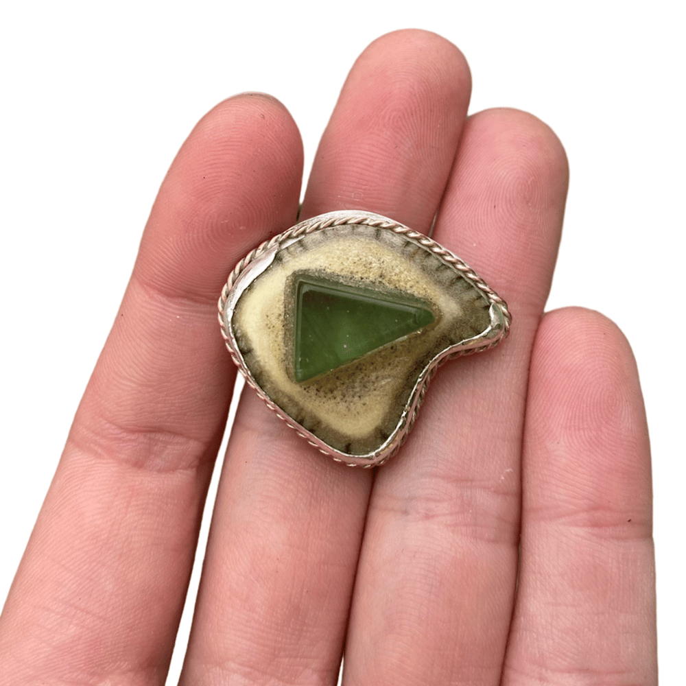 Antler and Sea Glass Ring