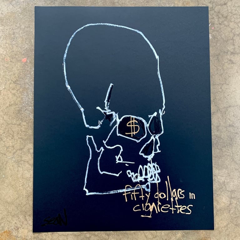 fifty dollars in cigarettes   (original painting)  22X28