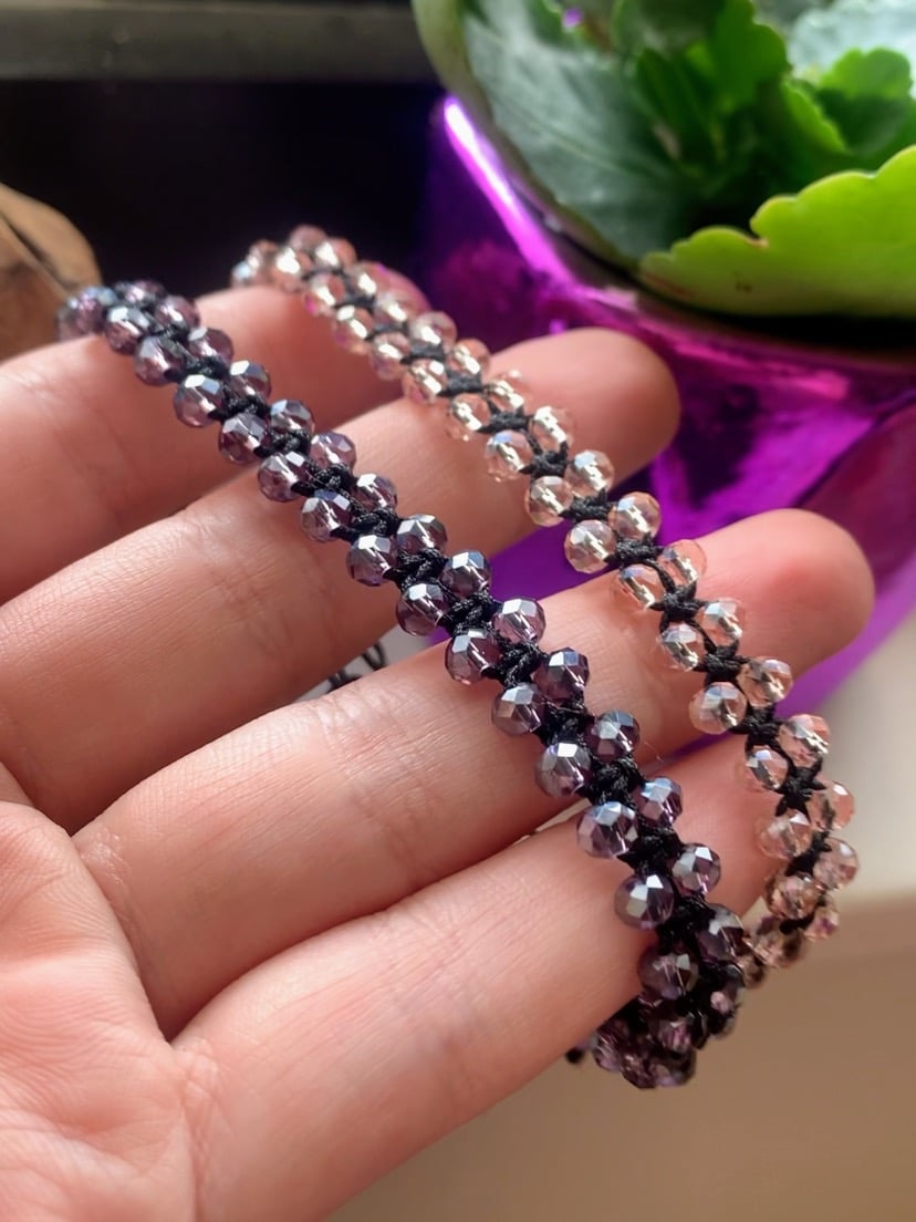 sparkly double beaded macrame bracelet