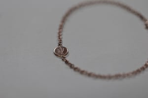 Image of 9ct rose gold botanic Lavender engraved Disc bracelet
