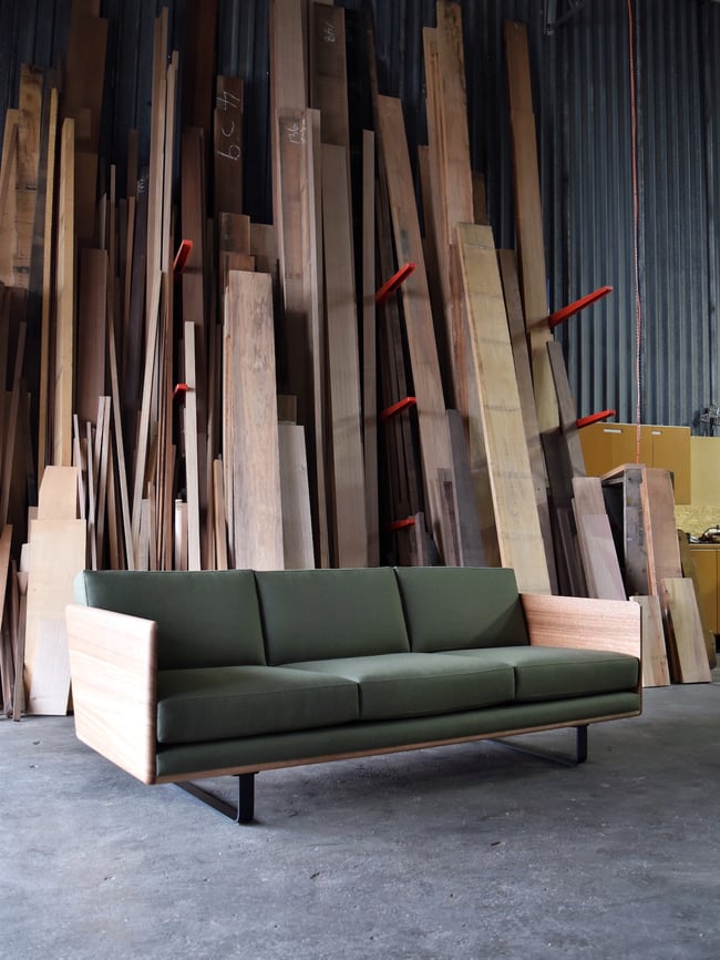CLOVER COUCH IN TASMANIAN OAK WITH INSTYLE WOOL UPHOLSTERY