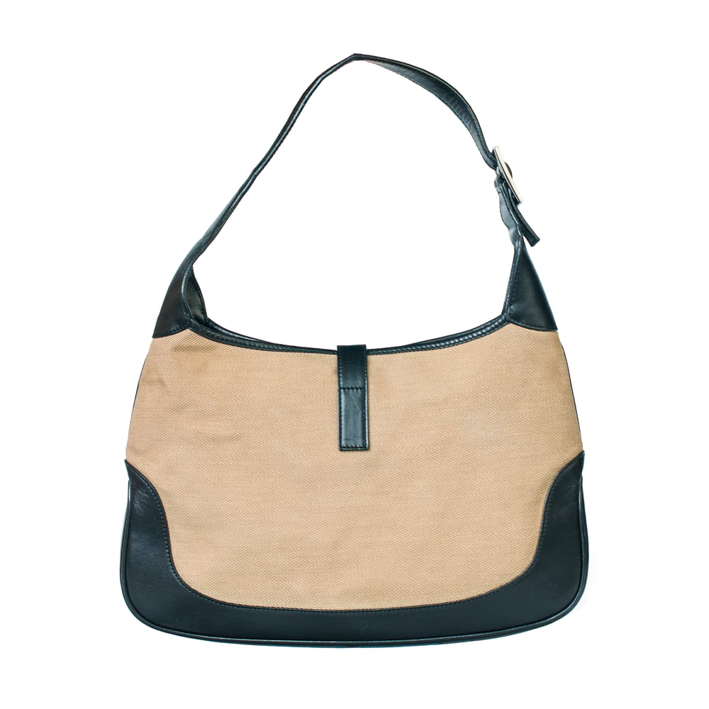 Image of Gucci Jackie Beige Canvas Leather Shoulder bag 