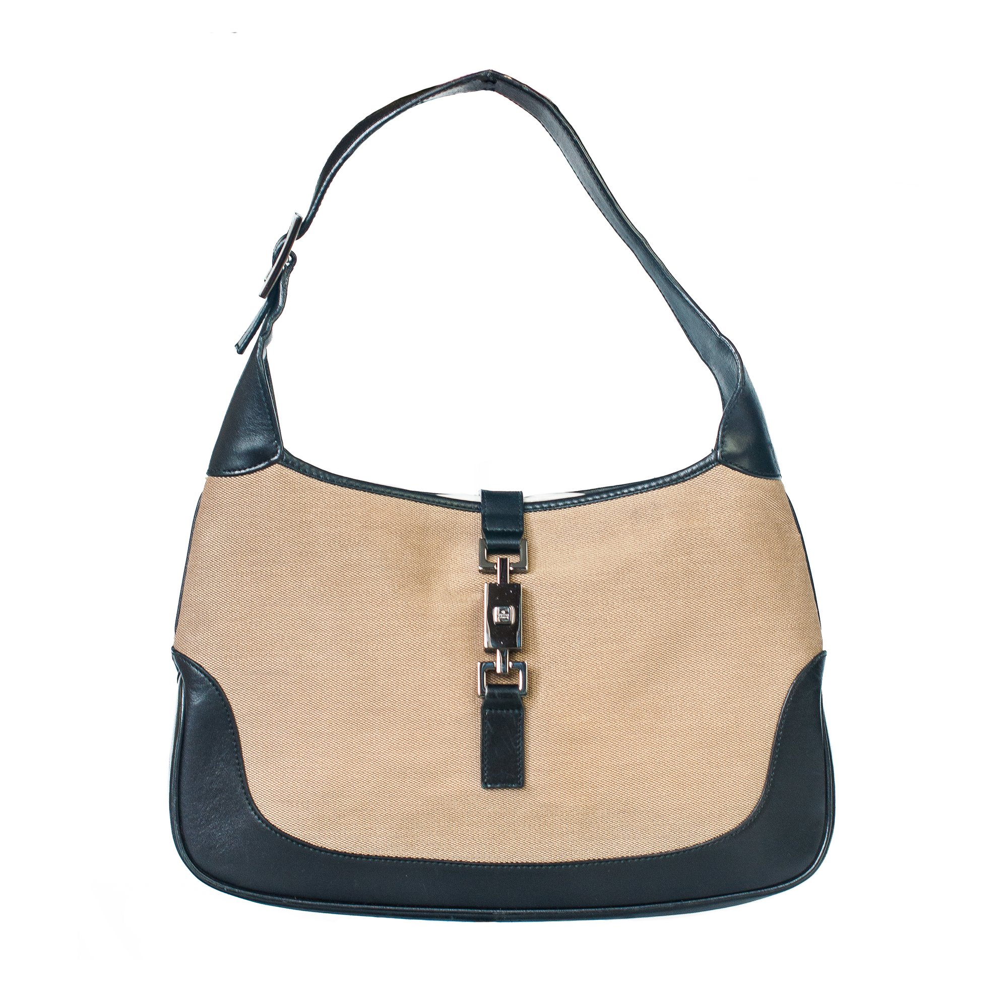 Image of Gucci Jackie Beige Canvas Leather Shoulder bag 