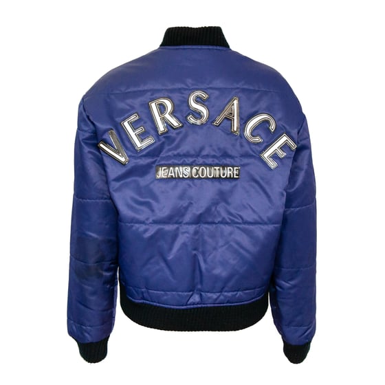 Image of Versace Jeans Couture Purple Spellout Bomber Jacket