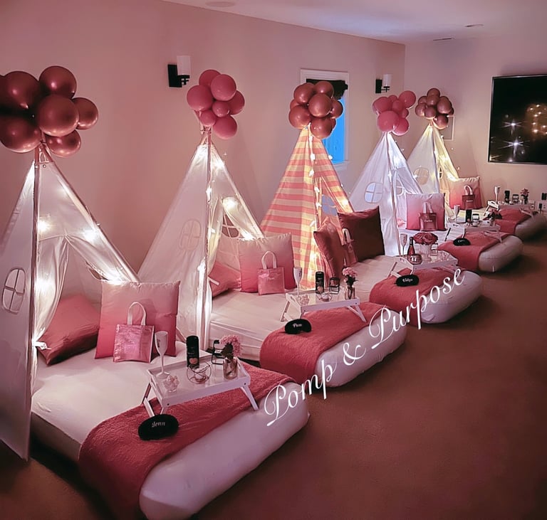 Sleepover TeePee Party Packages  Pomp & Purpose Est. 2019. Event