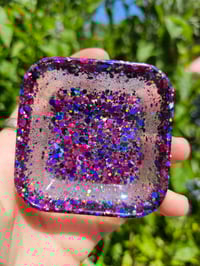 Image 1 of Square Trinket Dish - Clear Pink