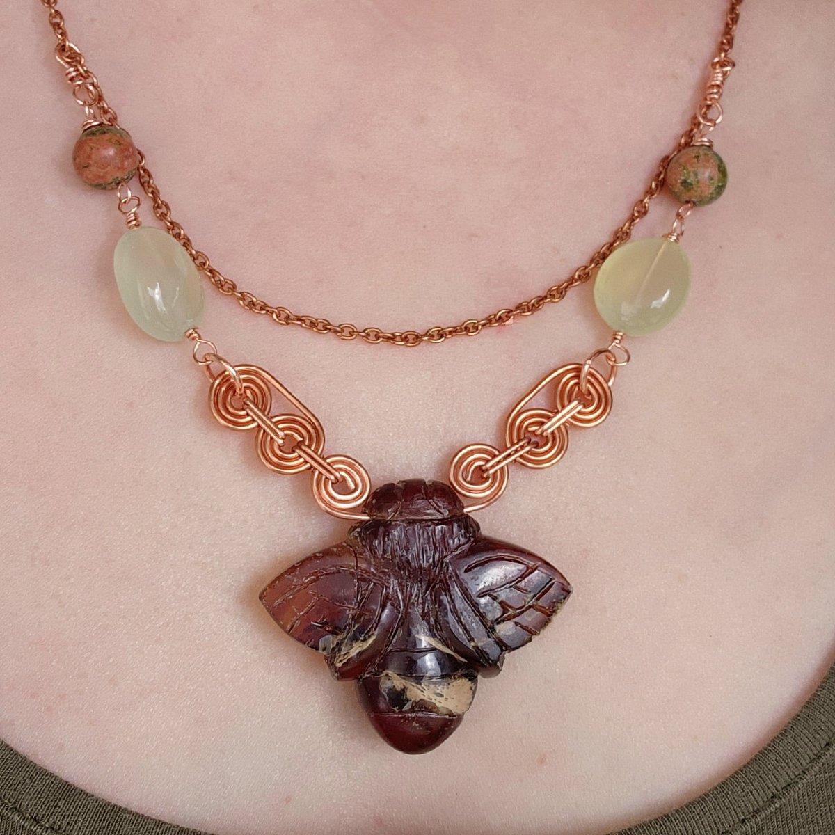 Image of Comfort & Courage Talisman - Amber Bee Necklace in Copper