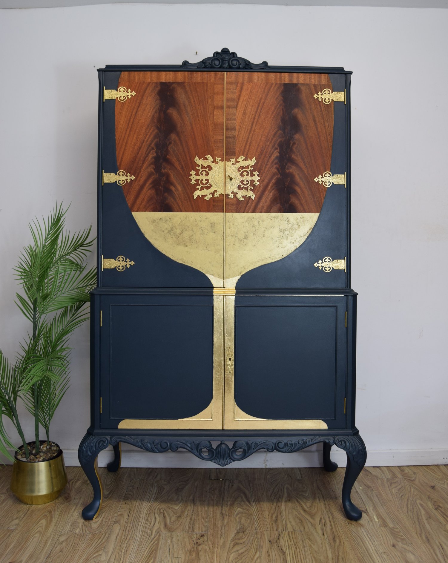 Image of Teal and gold cocktail cabinet 