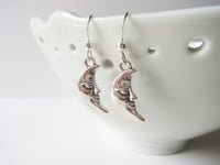 Image 1 of Silver Man in the Moon Charm Earrings