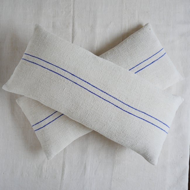 Pair - Grainsack cushion - Large Bench Blue 03