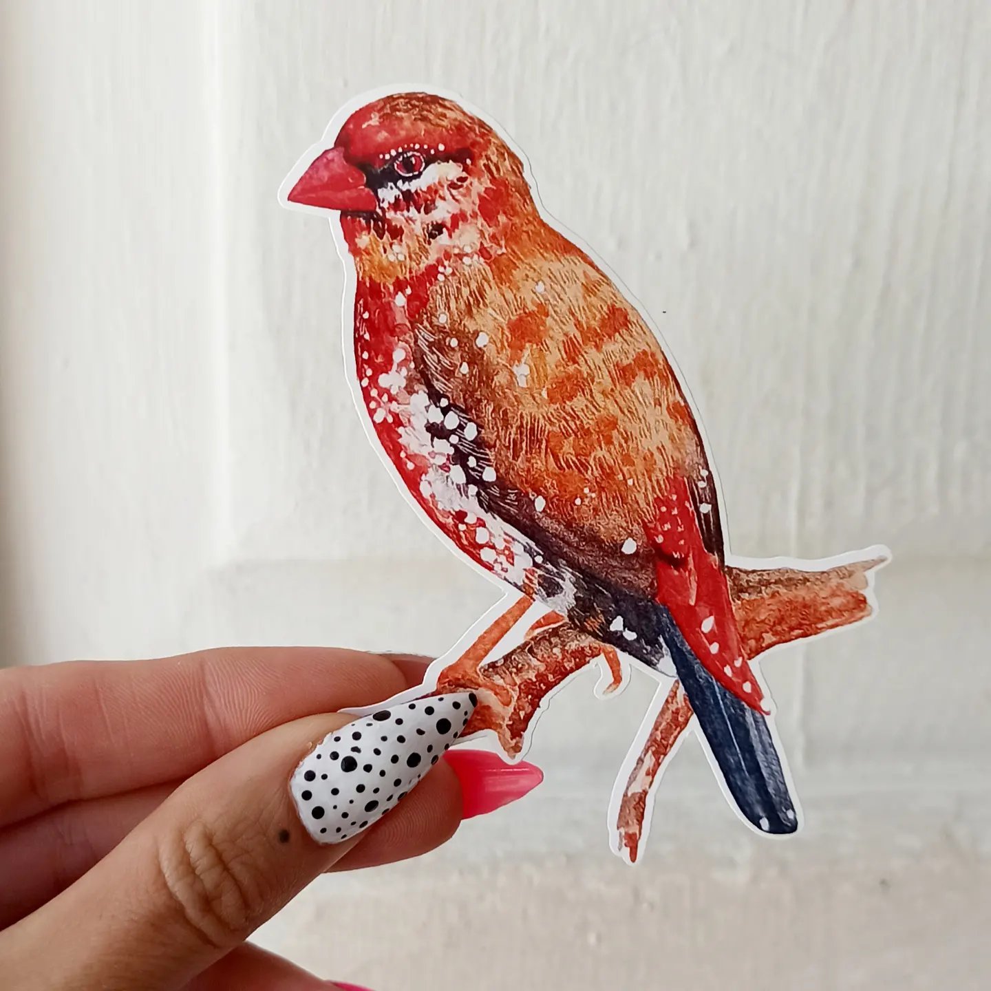 Image of Strawberry Finch Waterproof Sticker 