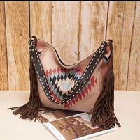 Image 1 of Aztec and tassles bag