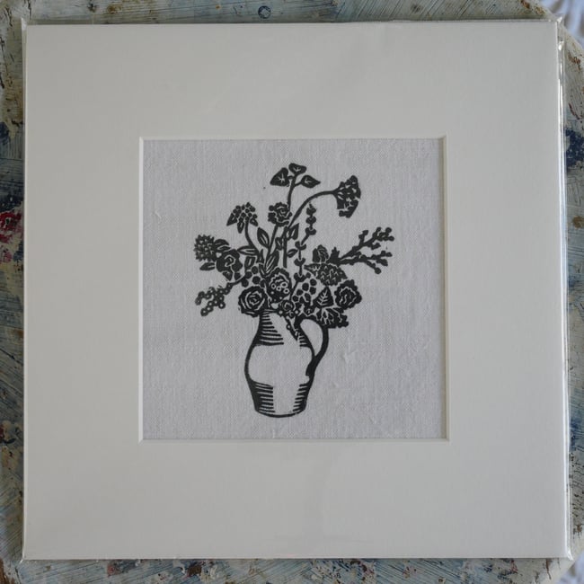 Grey Jug of Flowers - Mounted