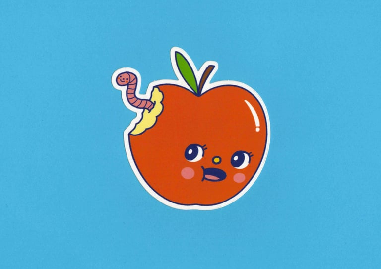 Wormy Apple Sticker