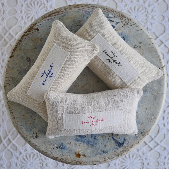  "Beautiful"  Grain sack Lavender Bag