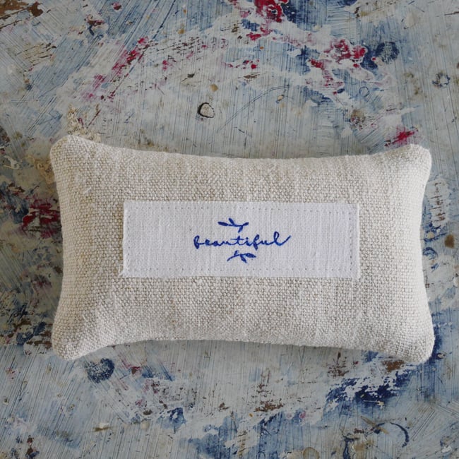  "Beautiful"  Grain sack Lavender Bag