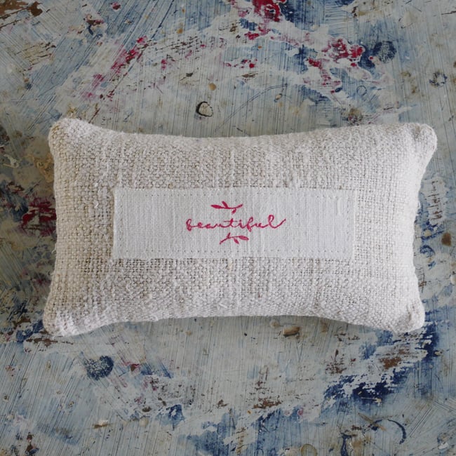  "Beautiful"  Grain sack Lavender Bag