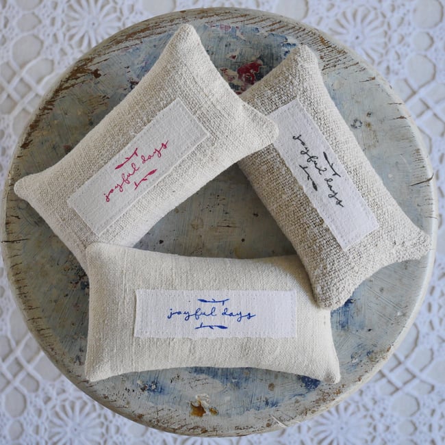  " Joyful Days" Grain sack Lavender Bag