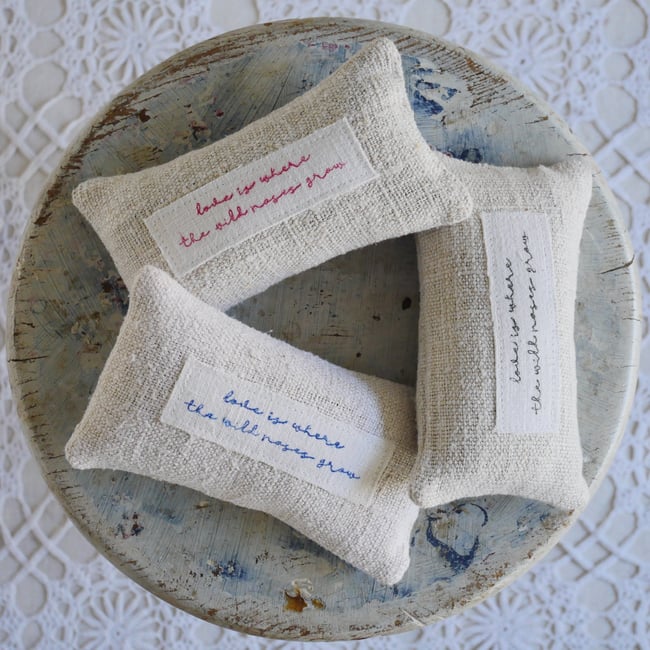  " Love is where the wild roses grow" Grain sack Lavender Bag
