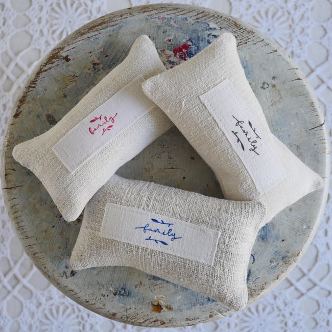 "Family" Grain sack Lavender Bag
