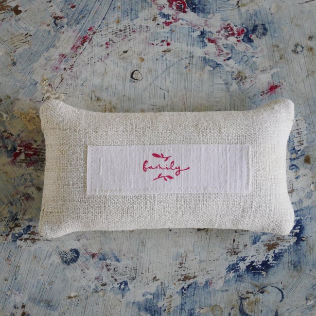 "Family" Grain sack Lavender Bag