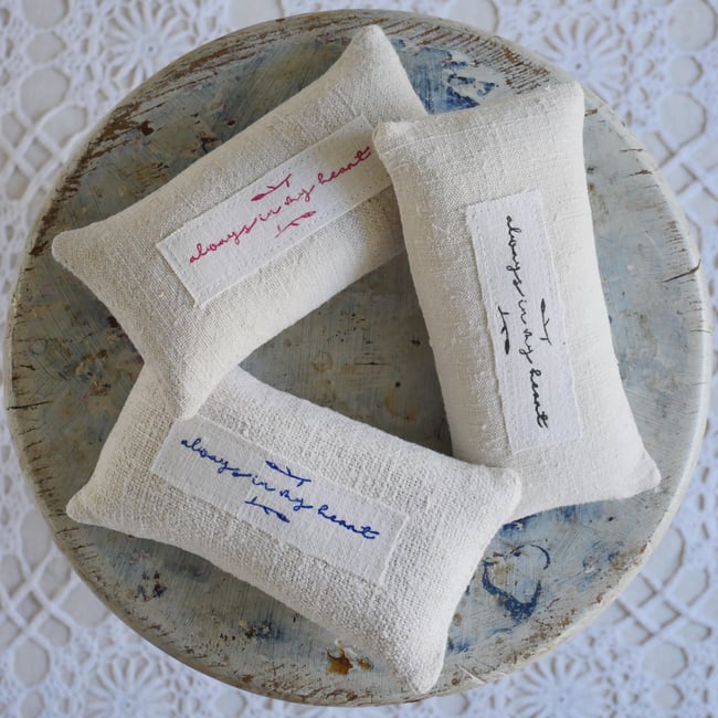  "Always in my heart" Grain sack Lavender Bag