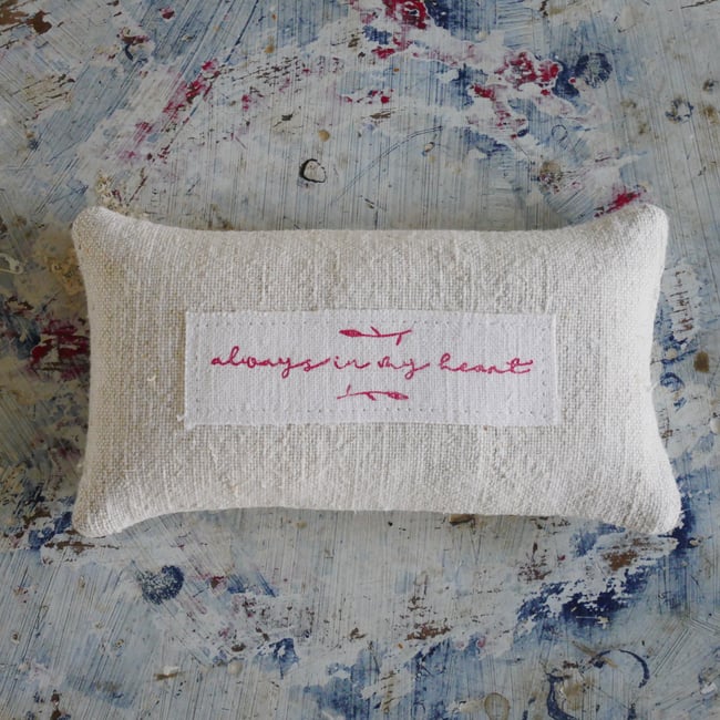  "Always in my heart" Grain sack Lavender Bag