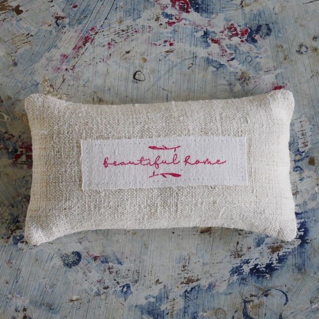 "Beautiful Home" Grain sack Lavender Bag