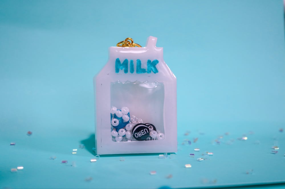 Image of Milk Carton Resin Shaker Keychain