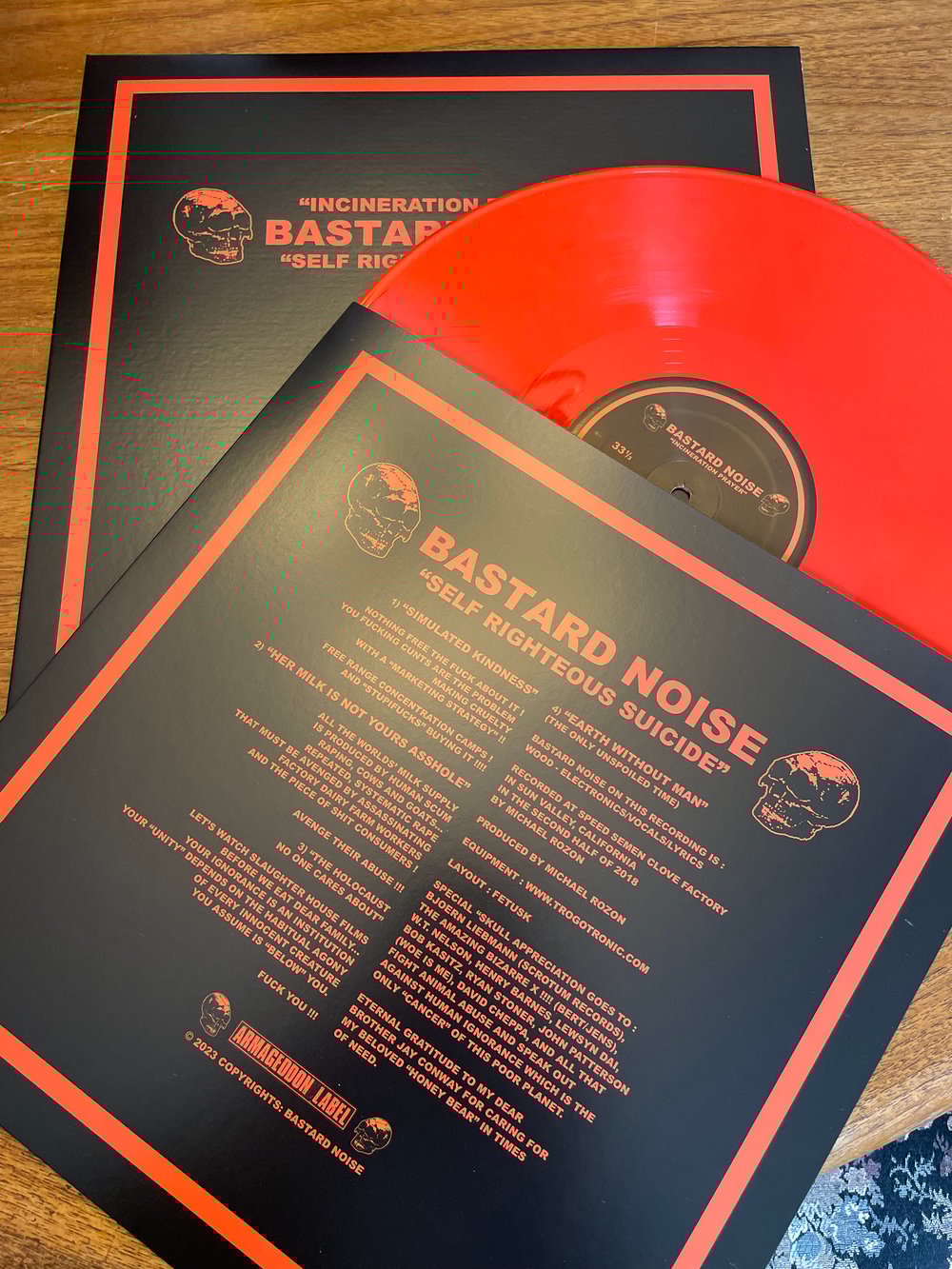 BASTARD NOISE "Incineration Prayer - Self Righteous Suicide" LP