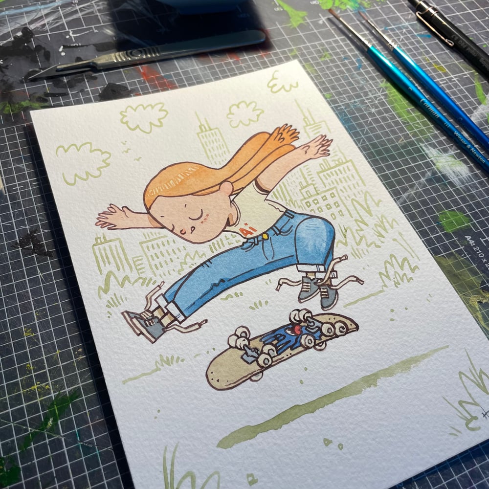 Image of Ai Skating Girl - Kickflip