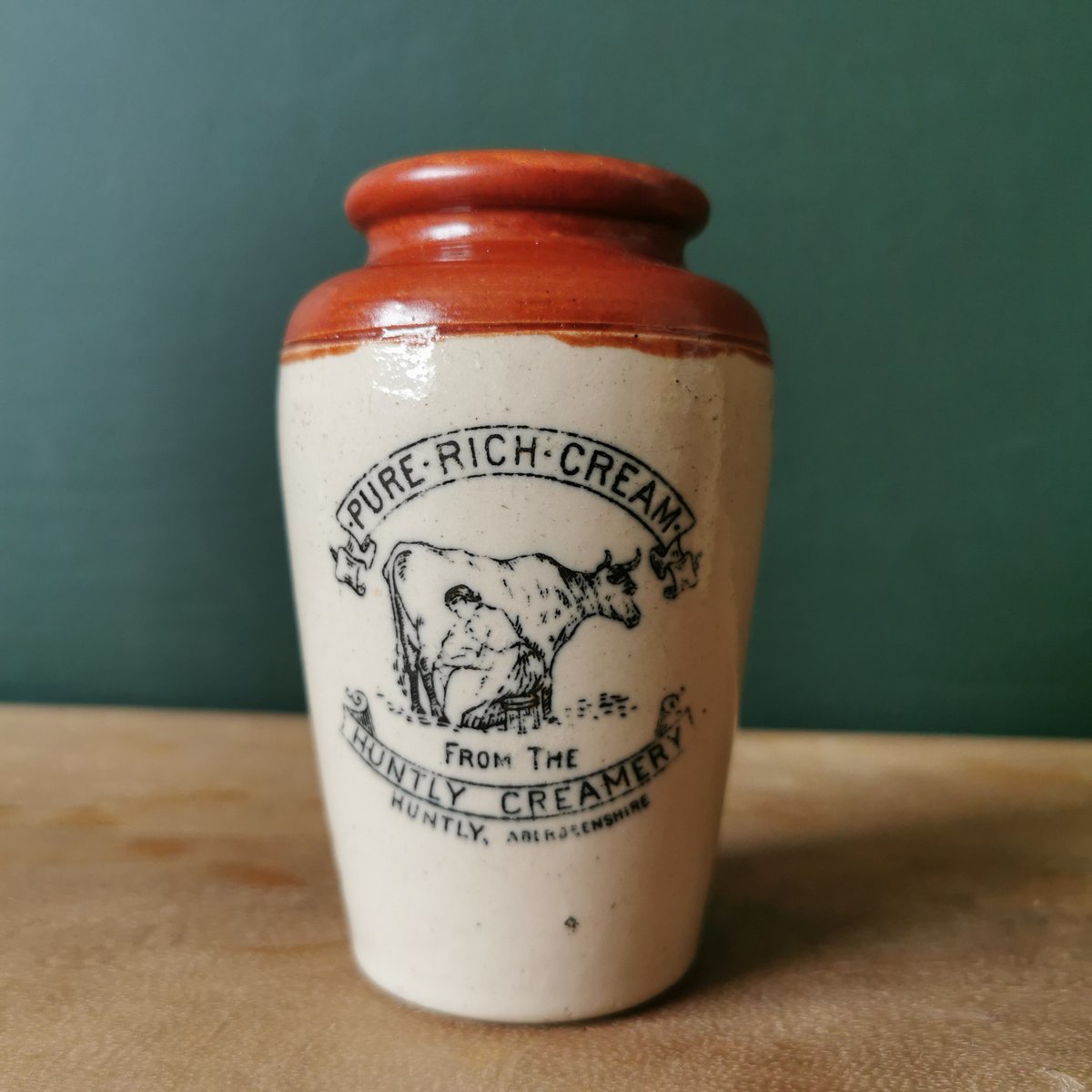 Image of Antique Stoneware Huntly Creamery Jar c.1910