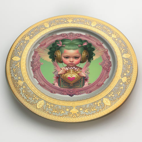 Image of Guanyin - Valentine's Day - Fine China Plate - #0738 SPECIAL EDITION