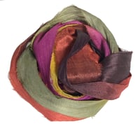 Image 1 of 10YD TURNING LEAVES HAND DYED SARI SILK RIBBON/HAND DYED BY COLOR KISSED SILK